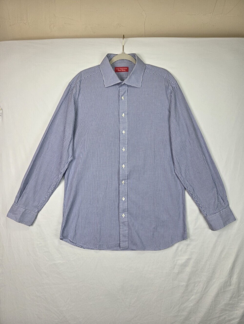Jack Christopher Custom Clothing Blue White Gingham Check Shirt XL Estimated